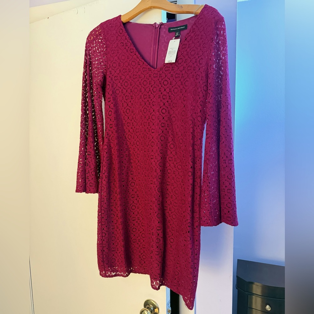 Banana Republic Maroon Lace Dress